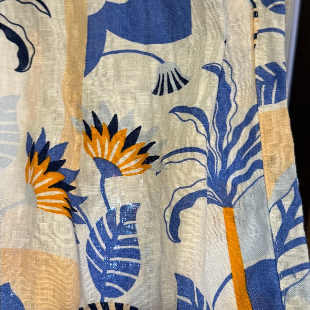 Nicole Miller Blue and Cream Linen Pants - Picture 4 of 5
